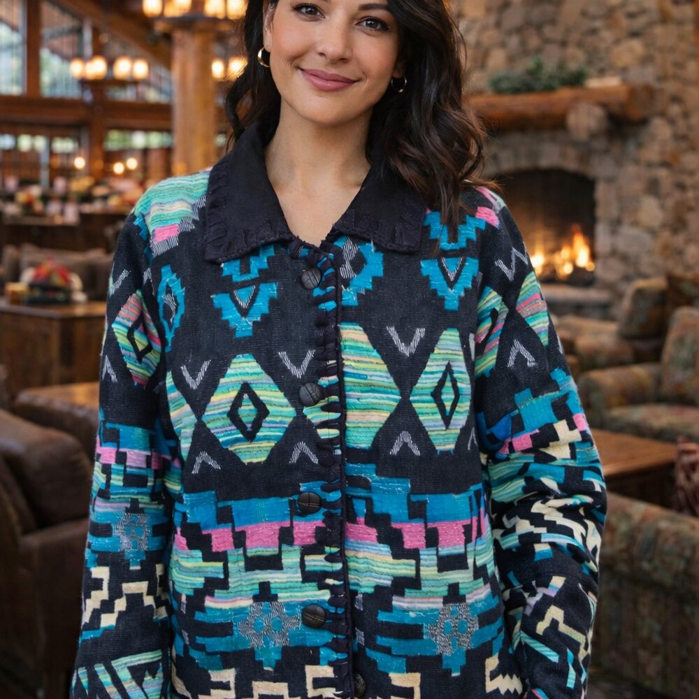 Cedar Canyon Southwestern Aztec Jacket Women’s Small Cotton Boho Vintage